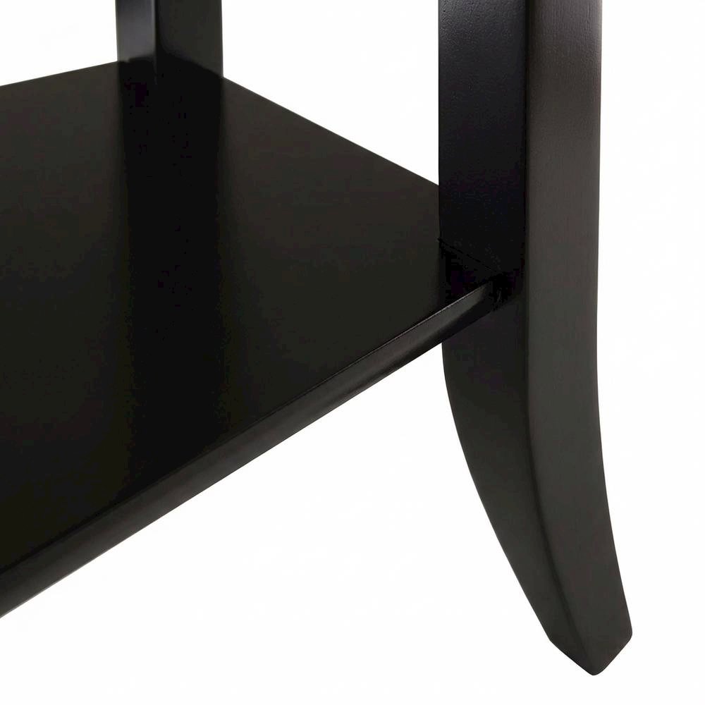 Dark Espresso Rectangular Console Table - Glass Shelf for Computer Workstations