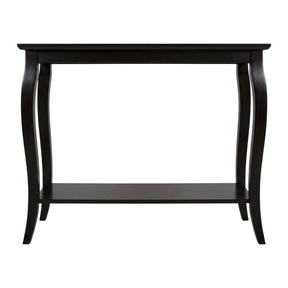 Dark Espresso Rectangular Console Table - Glass Shelf for Computer Workstations