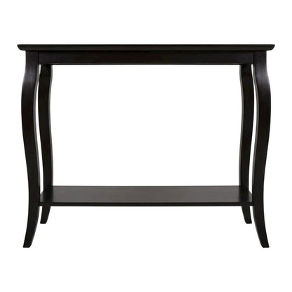 Dark Espresso Rectangular Console Table - Glass Shelf for Computer Workstations