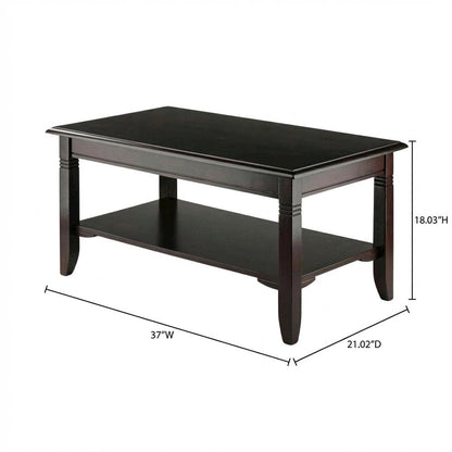 Coffee Table, Brown Finish, Lower Open Shelf, Center Living Room