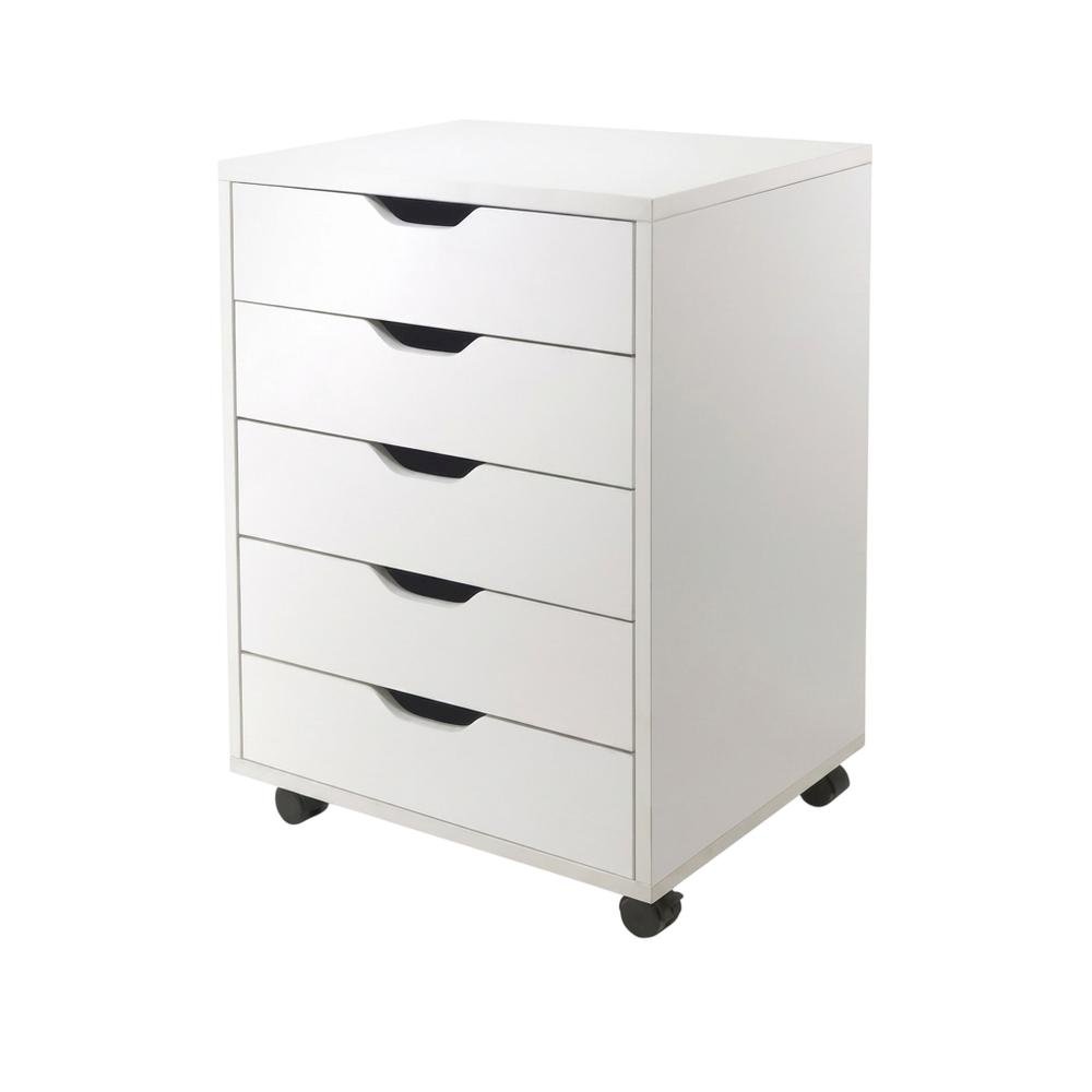 Composite Wood Home Office Floor Cabinet with Rolling Storage Drawers, White