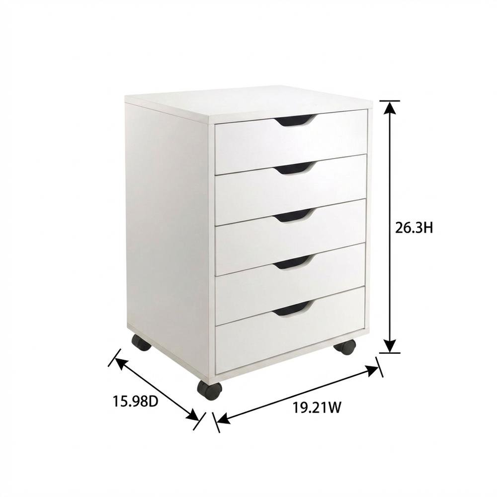 Composite Wood Home Office Floor Cabinet with Rolling Storage Drawers, White