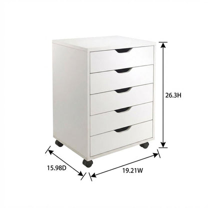 Composite Wood Home Office Floor Cabinet with Rolling Storage Drawers, White