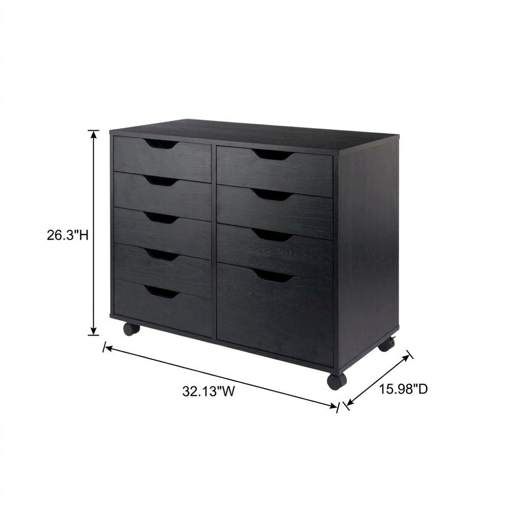 Black 6-Drawer Mobile Storage Cabinet, Rolling Multi-Storage