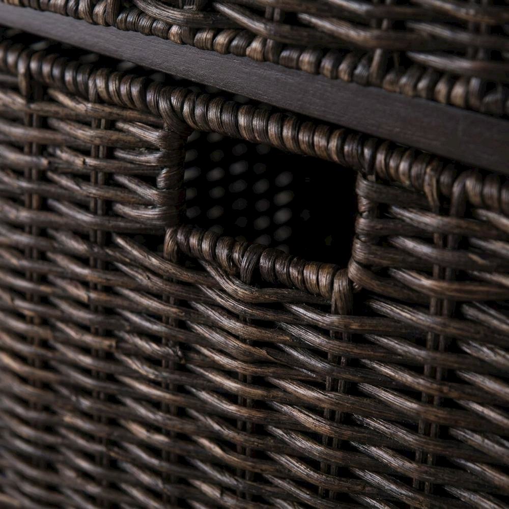 Composite Wood Pantry Rack with 3 Foldable Corn Husk Baskets, Black / Chocolate
