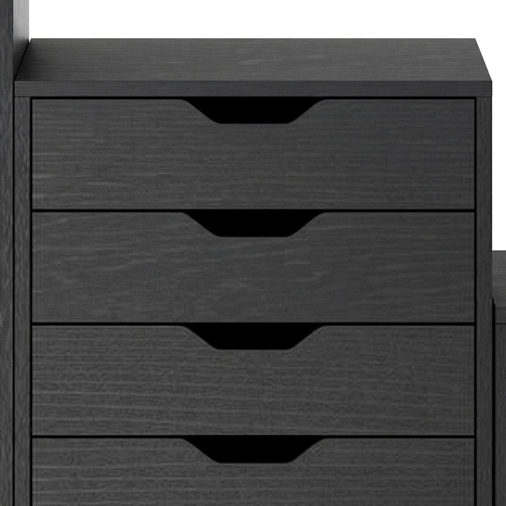 Wood Multi-Drawer Office Floor Cabinet and Storage Drawers, 3-Piece, Black