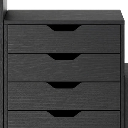 Wood Multi-Drawer Office Floor Cabinet and Storage Drawers, 3-Piece, Black