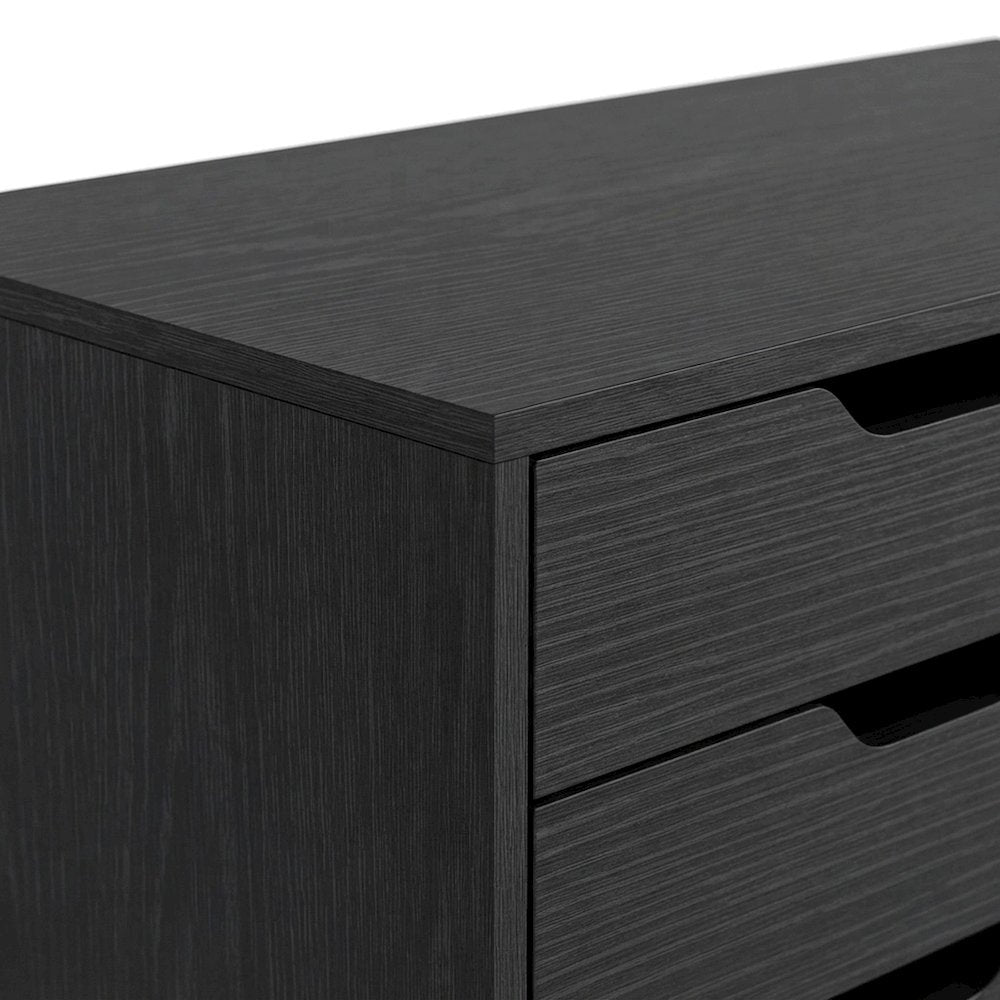 Wood Multi-Drawer Office Floor Cabinet and Storage Drawers, 3-Piece, Black