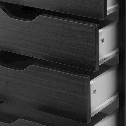 Composite Wood Floor Cabinet with 5 Drawers for Home Office, Black