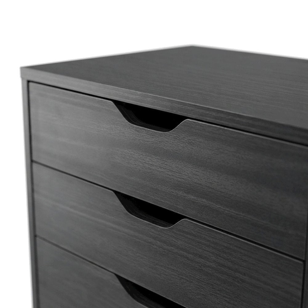 Composite Wood Floor Cabinet with 5 Drawers for Home Office, Black