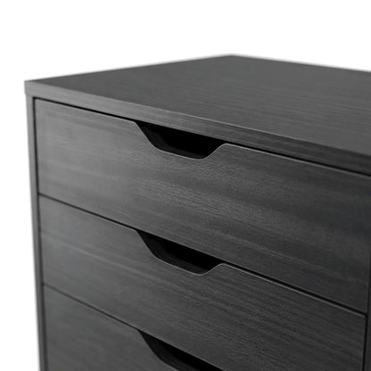 Composite Wood Floor Cabinet with 5 Drawers for Home Office, Black