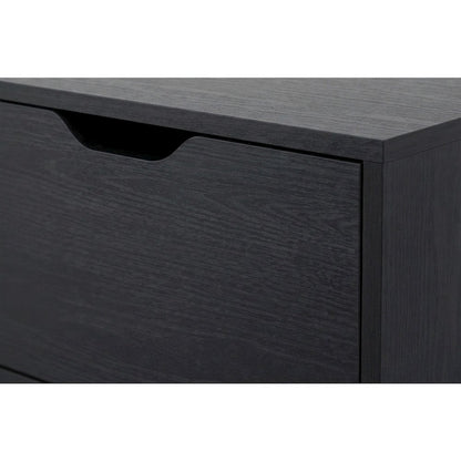 Composite Wood Lateral File with Bins and Drawers, Rolling Cabinet, Black