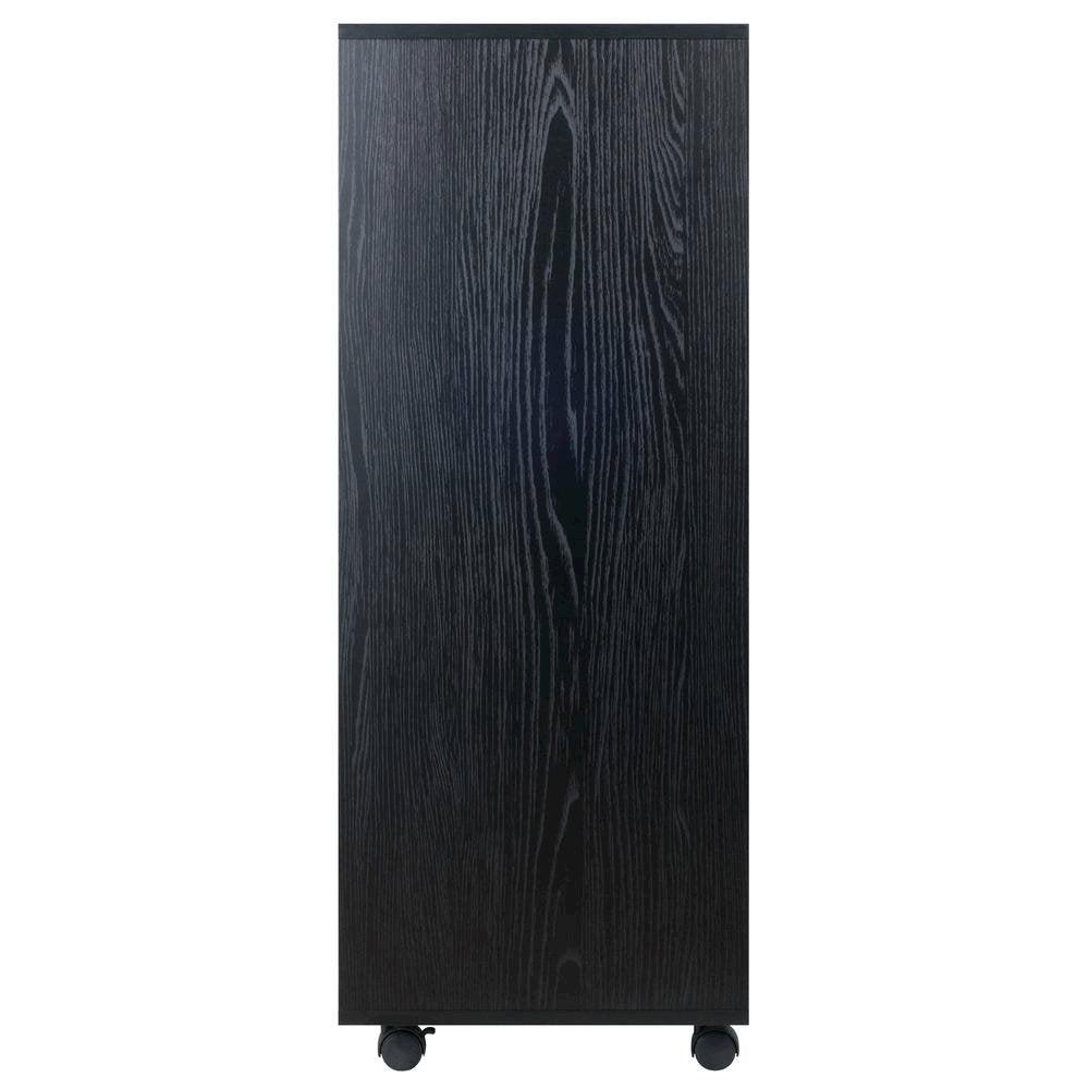 Composite Wood Home Office Floor Cabinet with Drawers and Locking Casters, Black