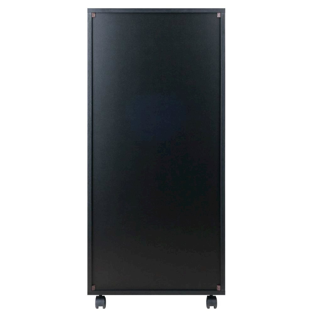 Composite Wood Home Office Floor Cabinet with Drawers and Locking Casters, Black
