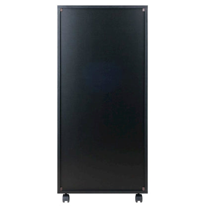 Composite Wood Home Office Floor Cabinet with Drawers and Locking Casters, Black