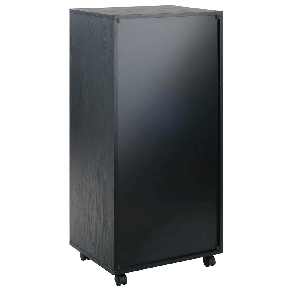 Composite Wood Home Office Floor Cabinet with Drawers and Locking Casters, Black