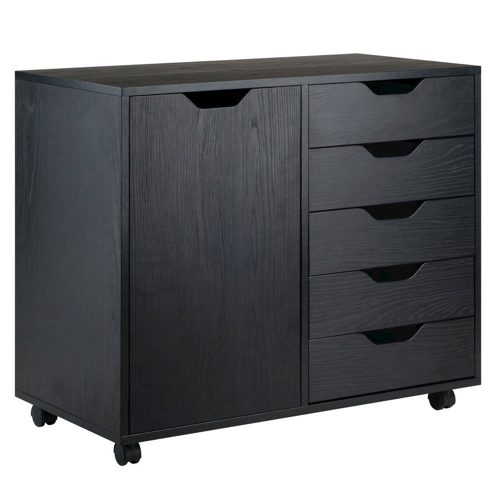 Composite Wood Office Storage Cabinet with Drawers and Locking Casters, Cloud