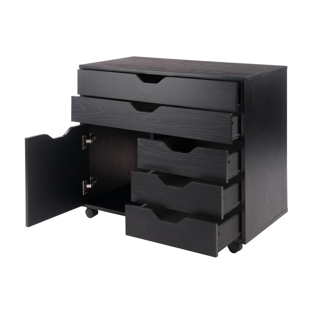 Halifax 3 Section Mobile Storage Cabinet, Black