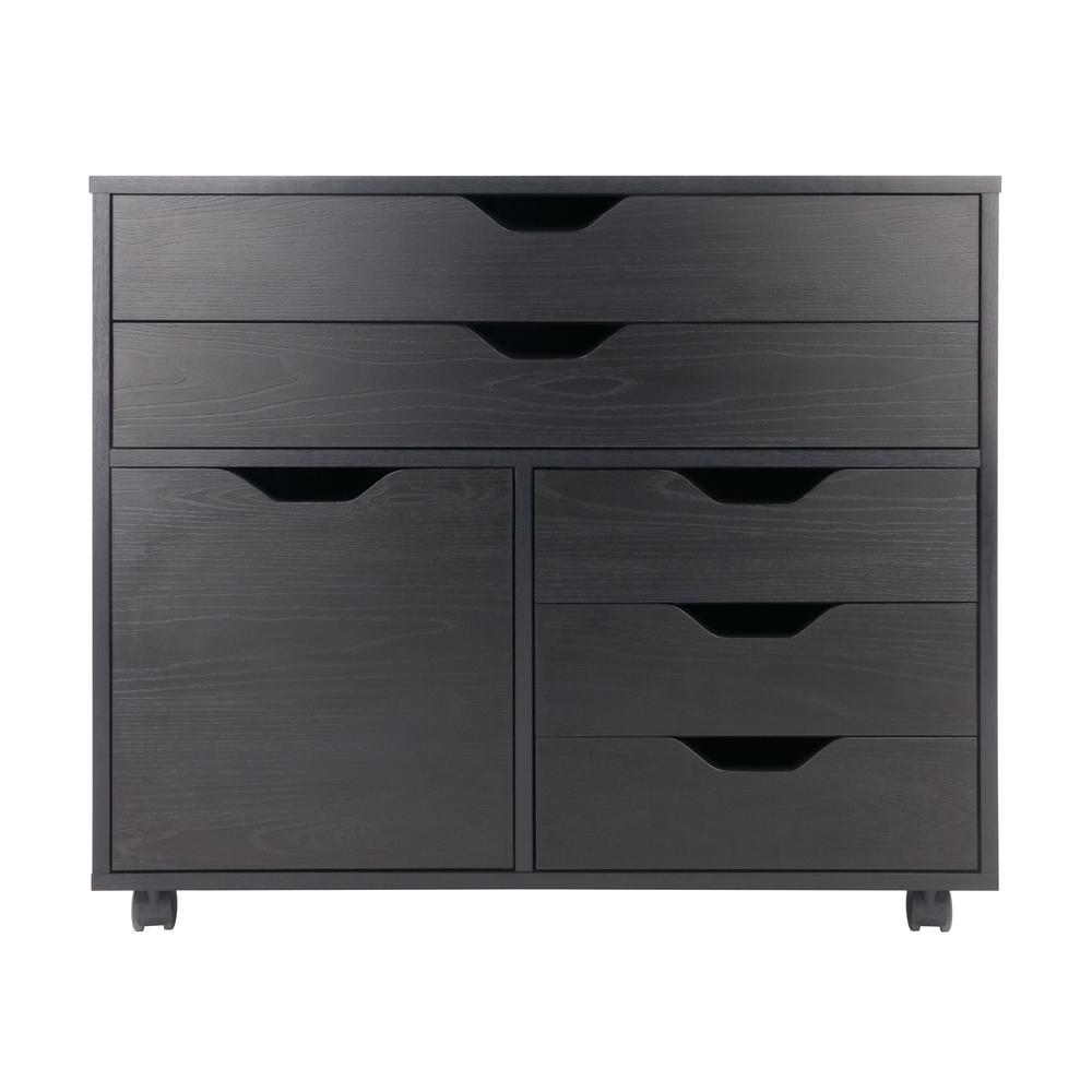 Halifax 3 Section Mobile Storage Cabinet, Black