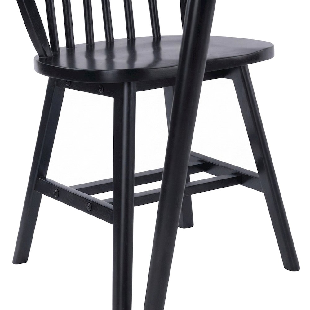 Solid Wood Drop Leaf Kitchen Dining Table with Windsor Chairs, Set of 3, Black