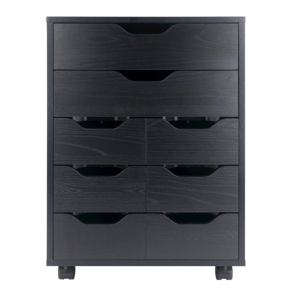 Norfolk 6 Bins, 2 Drawer Mobile Cabinet, Black Finish