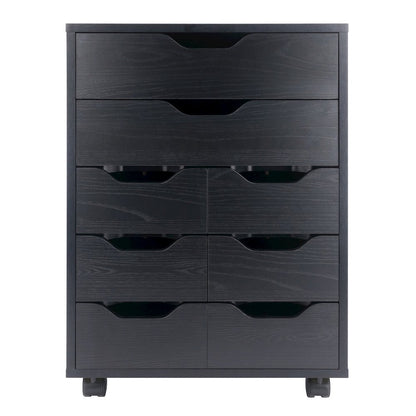 Norfolk 6 Bins, 2 Drawer Mobile Cabinet, Black Finish