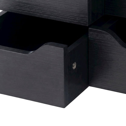 Contemporary Composite Wood Mobile Floor Cabinet with 6 Bins, 2 Drawers, Black