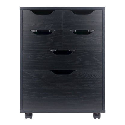 Norfolk 4 Bins, 2 Drawer Mobile Cabinet, Black Finish