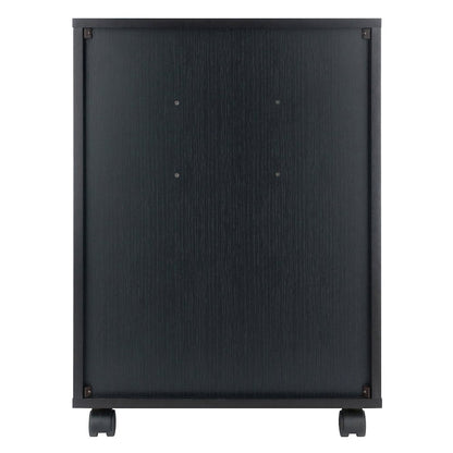 Norfolk 4 Bins, 2 Drawer Mobile Cabinet, Black Finish