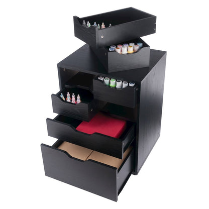 Norfolk 4 Bins, 2 Drawer Mobile Cabinet, Black Finish
