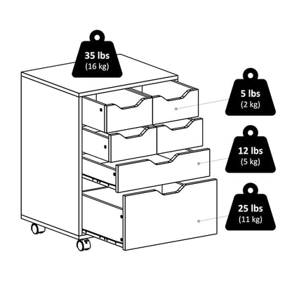 Norfolk 4 Bins, 2 Drawer Mobile Cabinet, Black Finish