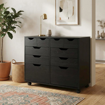 Black Storage Cabinet, Composite Wood Pantry Organizer