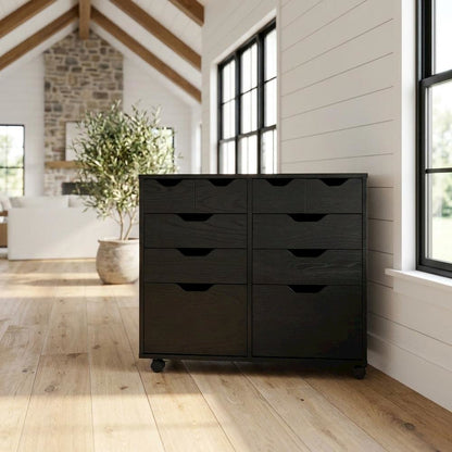 Black Storage Cabinet, Composite Wood Pantry Organizer