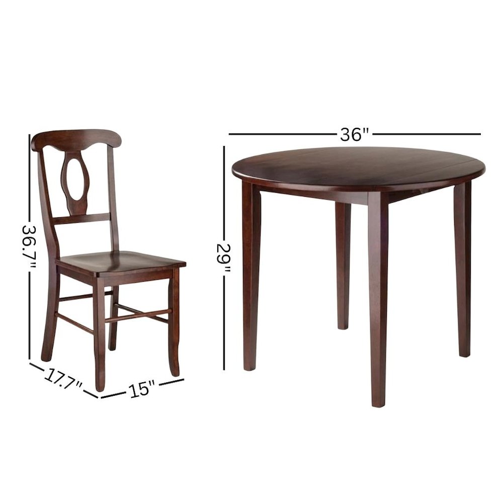 Walnut Drop Leaf Table And Chairs, Small Round Dining Set With 2 Seats