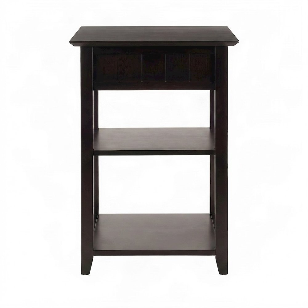 Solid Wood Printer Stand with Open Shelf, Under Desk Storage, Coffee