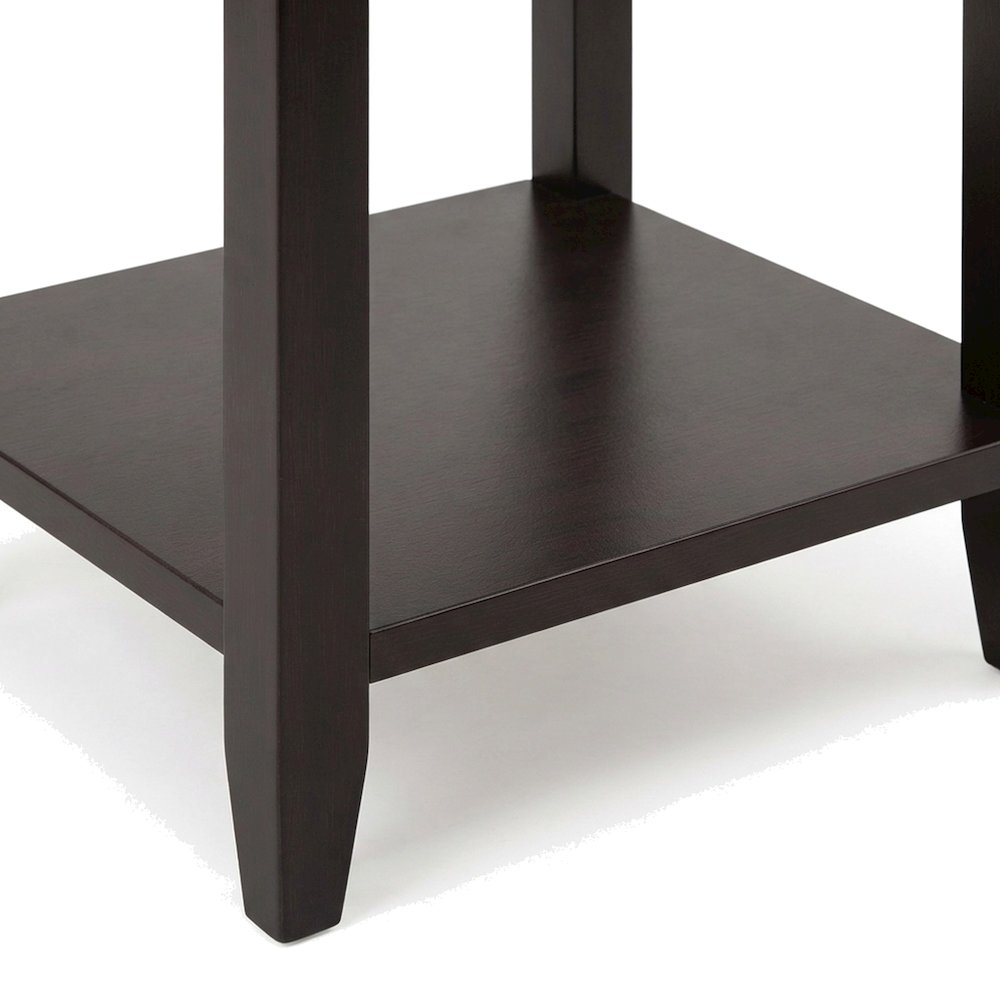 Solid Wood Printer Stand with Open Shelf, Under Desk Storage, Coffee