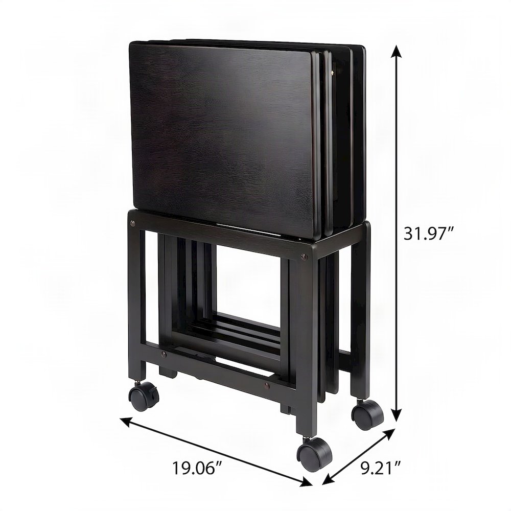 5-Piece Solid Wood Snack Tray Table Set, TV Stand Table, Coffee
