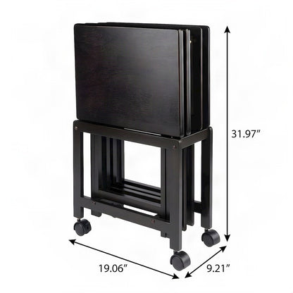 5-Piece Solid Wood Snack Tray Table Set, TV Stand Table, Coffee