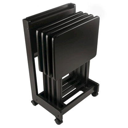 Coffee color Solid Wood TV Trays – Folding Snack Tables for Eating and Serving