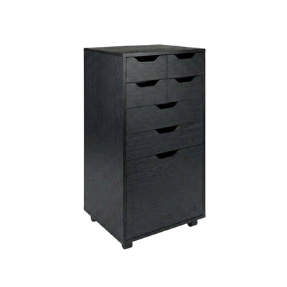 Black Tall Mobile Storage Cabinet, Bins Drawers Rolling Organizer