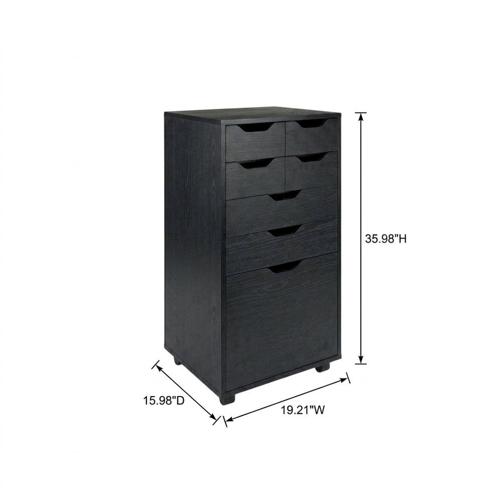 Black Tall Mobile Storage Cabinet, Bins Drawers Rolling Organizer