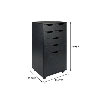 Black Tall Mobile Storage Cabinet, Bins Drawers Rolling Organizer