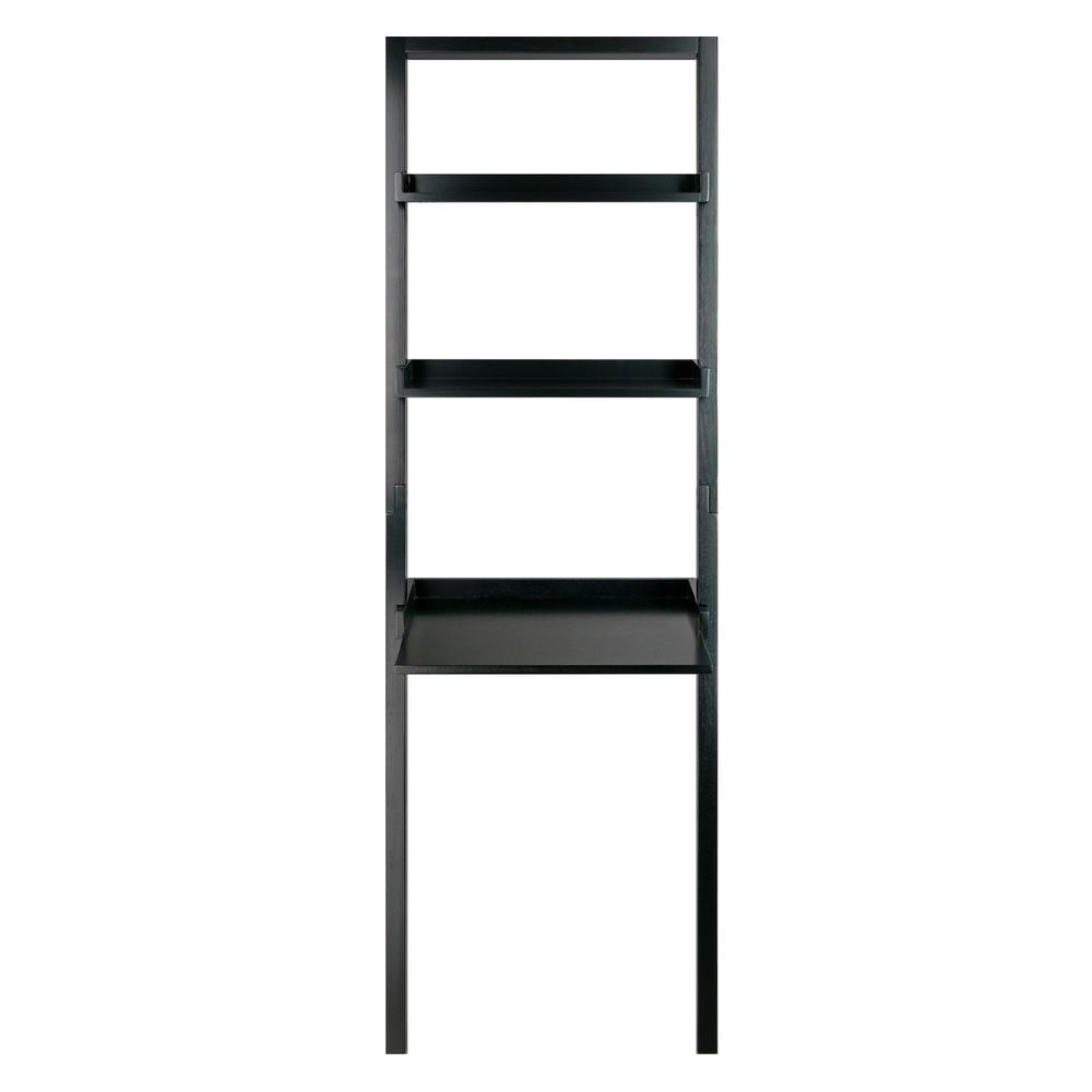 Bellamy Leaning Desk with 2 Shelves in Black