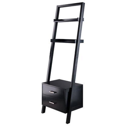 Bellamy Leaning Shelf w/Storage in Black Finish