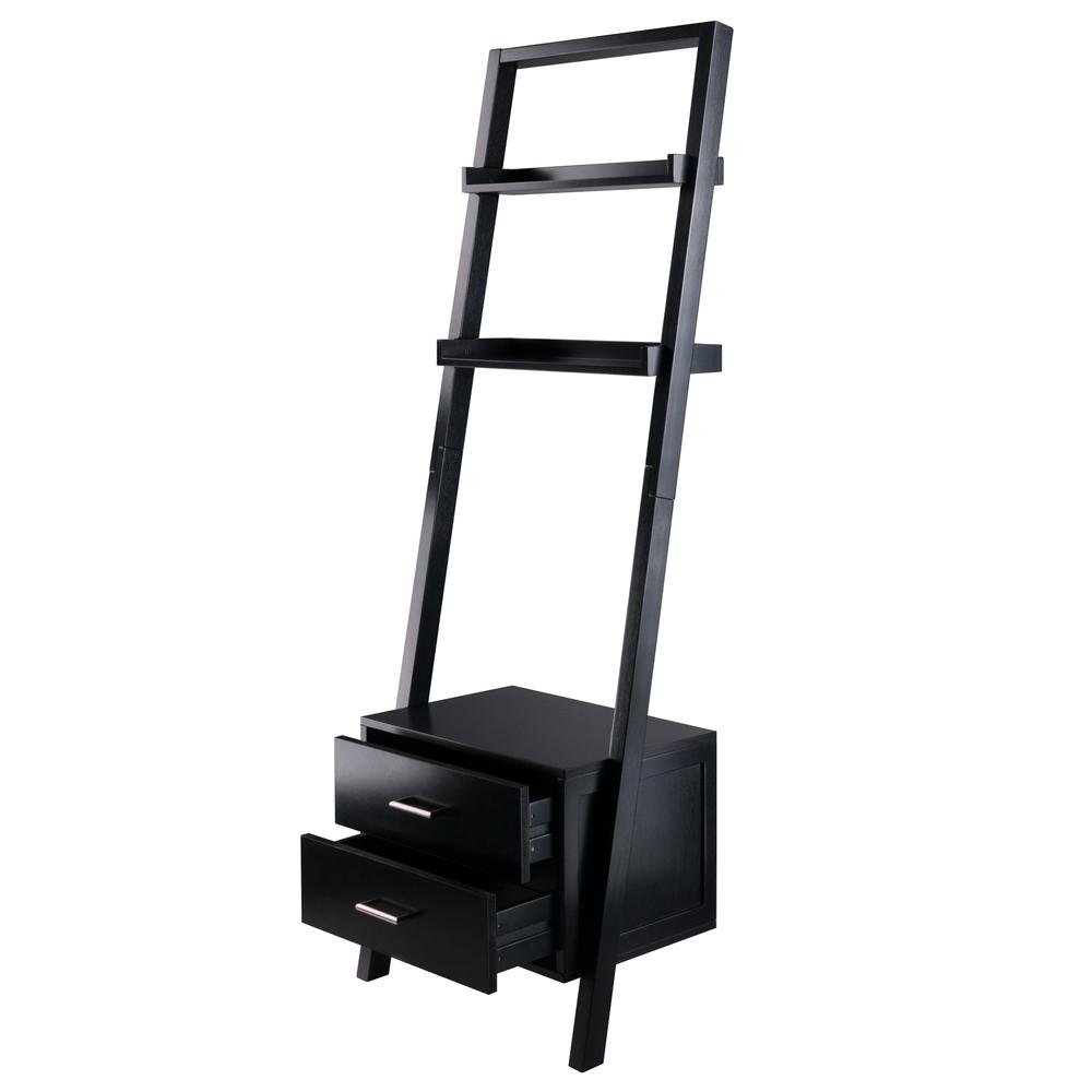 Bellamy Leaning Shelf w/Storage in Black Finish