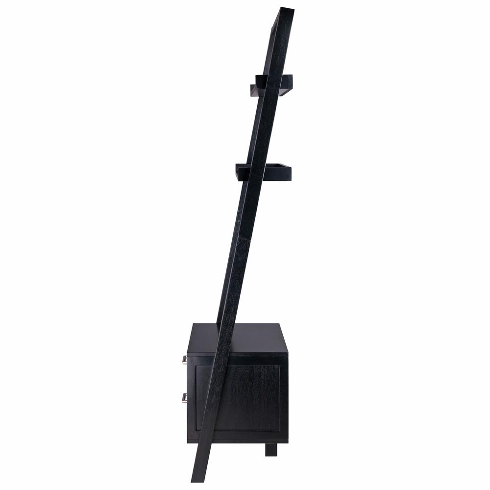 Bellamy Leaning Shelf w/Storage in Black Finish