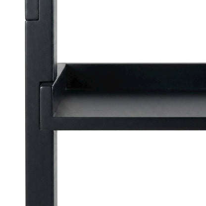 Solid Wood Leaning Ladder Bookshelf, Tall Narrow Bookcase Storage Shelf, Black