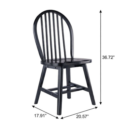 Solid Wood Windsor-Style Dining Chairs for Kitchen Table, Set of 2, Black
