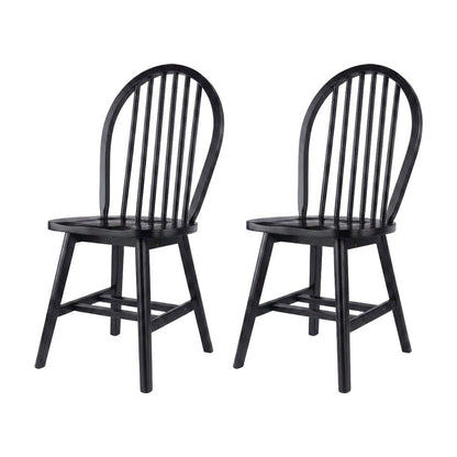 Solid Wood Windsor-Style Dining Chairs for Kitchen Table, Set of 2, Black