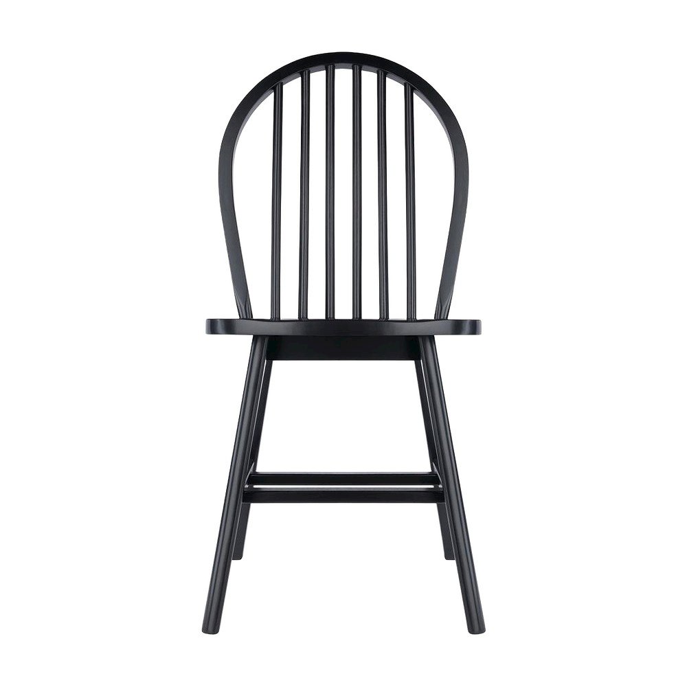 Solid Wood Windsor-Style Dining Chairs for Kitchen Table, Set of 2, Black